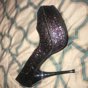 Multi colored glitter heels